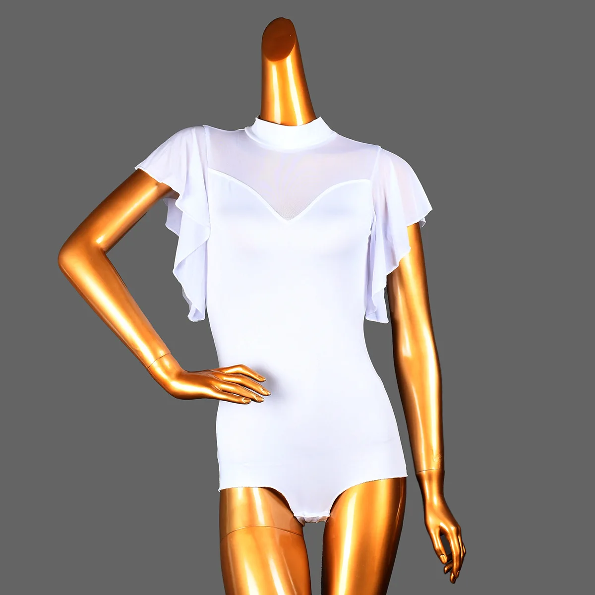 Danza moderna gasa princesa mariposa de manga larga negro Cha-cha Top nuevo traje de cuerpo de práctica de baile latino para mujeres adultas 2025