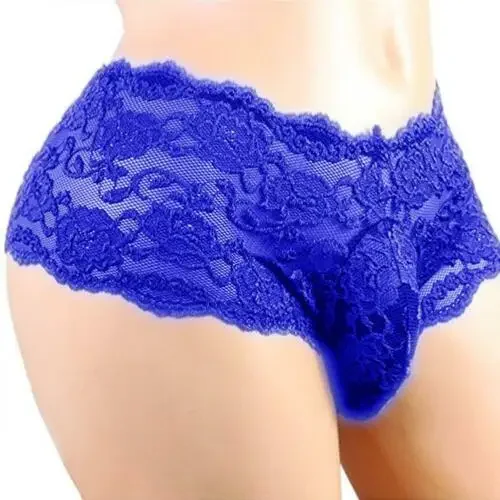 Men\'s Sexy Lace Lingerie Panties Gays Sissy Bulge Briefs Underwear Shorts Nightclub Stage See Through Hollow Out Men\'s Panties