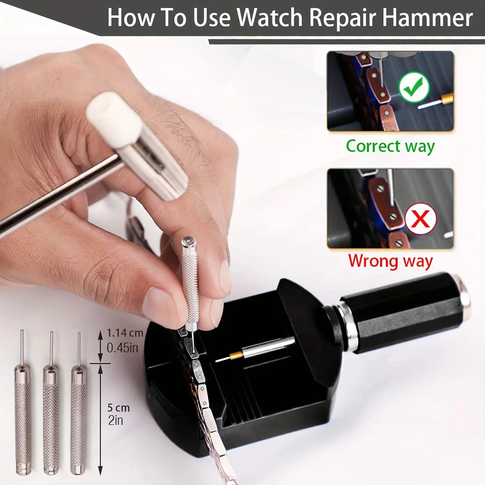 11pcs Watch Link Removal Tool Kit, Watch Band Tool Strap Chain Pin Remover Repair Tool Kit For Watch Band Strap Adjustment, Watc image 3