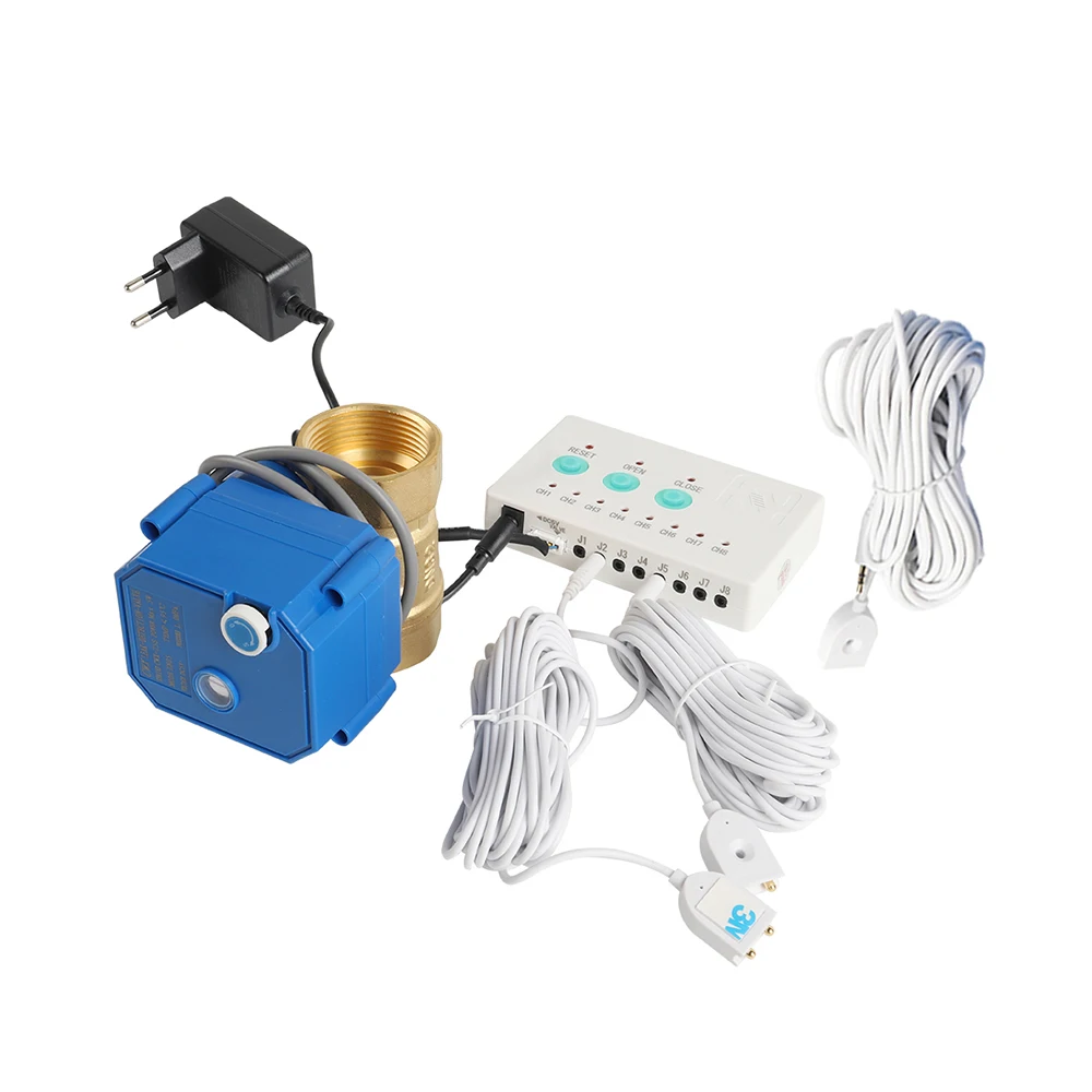 DN32 (1-1/4 Inch) Water Valve Leak Alarm System Fast Response with 3pcs 6 Meter Water Sensor Protection Against Water Leaks
