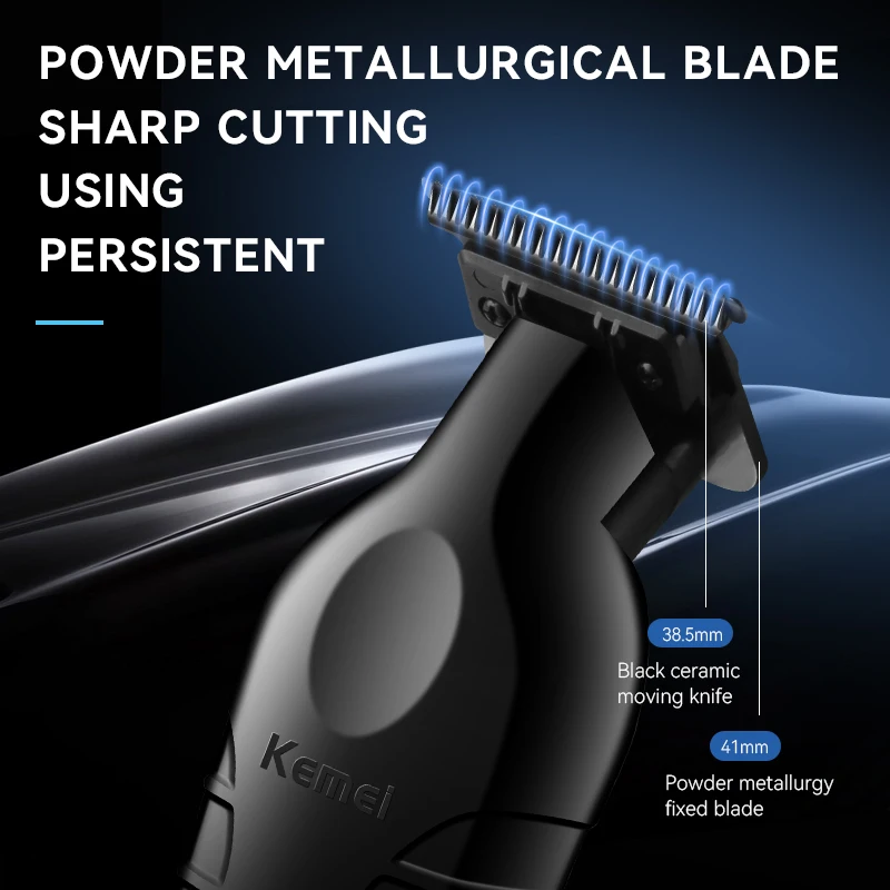 Kemei Men\'s Cordless Hair Clipper USB Rechargeable Electric Hair Clipper Zero Gap Trimmer Electric Hair Cutting Machine KM-2299
