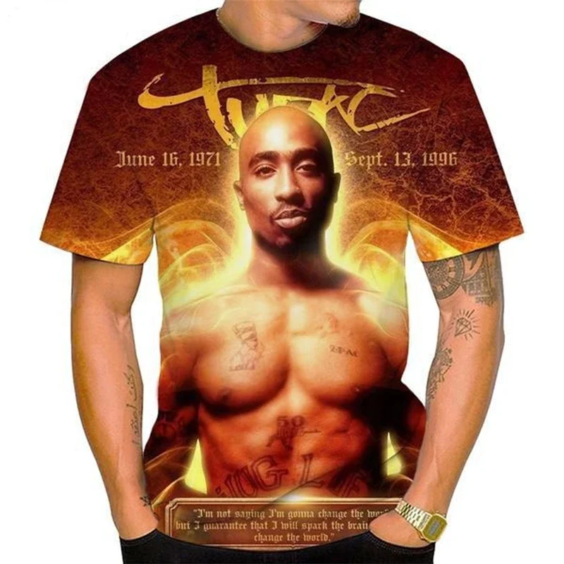 New Women Men Fashion 3D Print Tupac Shakur 2Pac T-shirt Casual Personality Hip-hop Streetwear Cool T-shirt