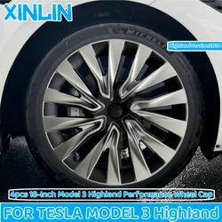 Tapacubos de repuesto para llanta de coche Tesla, accesorio de cubierta de llanta completa, rendimiento de 18 pulgadas, 4 piezas, para Modelo 3 Highland, 2023, 2024