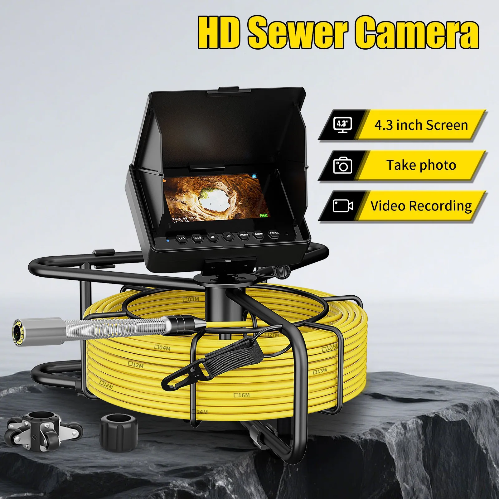 10 meters hard wire high definition pipeline camera sewer pipeline detection endoscope photography, video recording