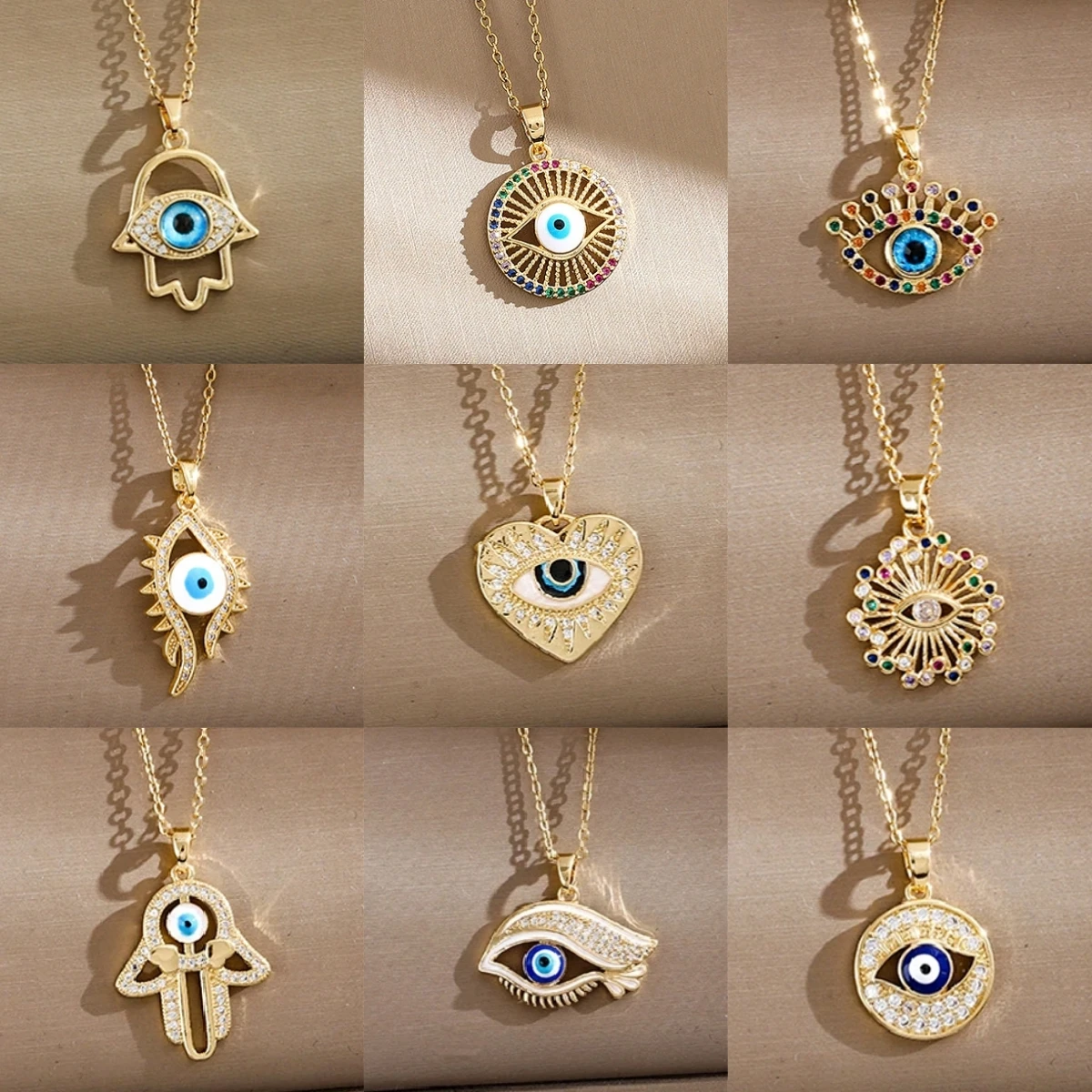 A High-End Devil's Eye Necklace with Copper Inlaid Zircon Pendant Paired with a Stainless Steel Chain, a Fashionable and Versatile Exquisite Collarbone Chain Unisex Accessory