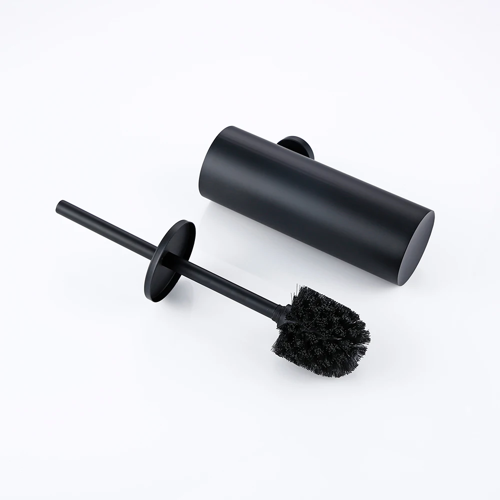 304 Stainless Steel Material No Dead Toilet Cleaning Black Toilet Brush Holder In Wall For Bathroom Set Modern Style