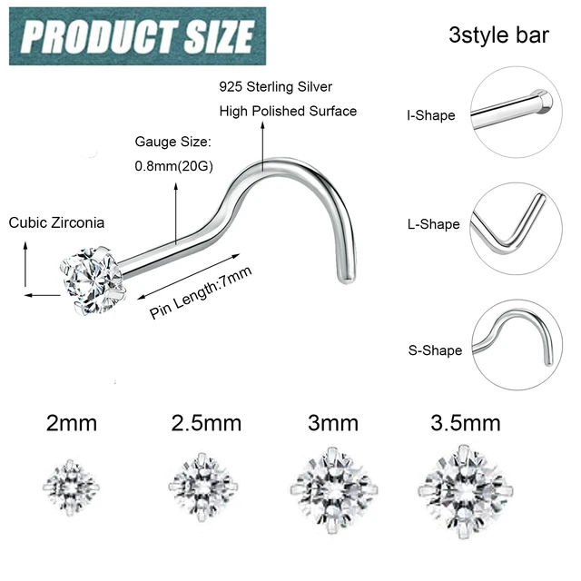 Sterling silver l shaped nose studs outlet