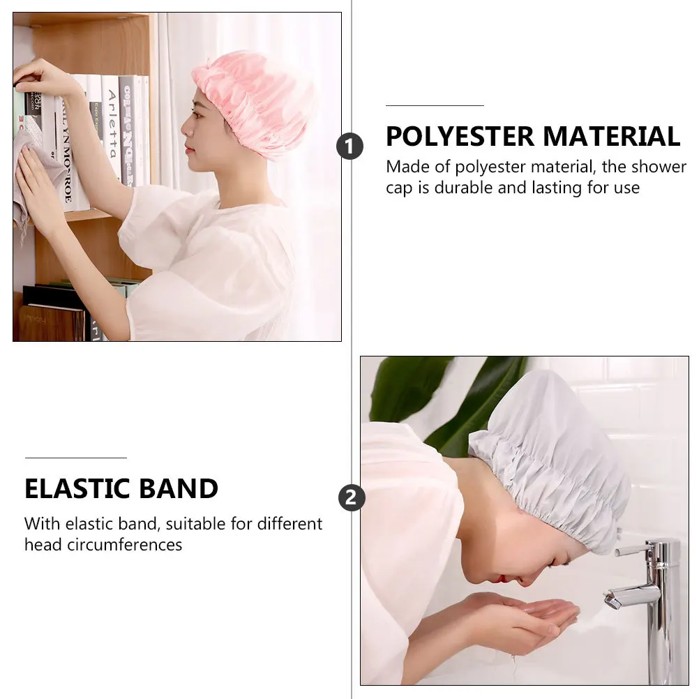 

2pcs Waterproof Shower Cap Adjustable For Long Hair Bathing Cooking Face Washing Travel Foldable Elastic Bonnet For Women Spa