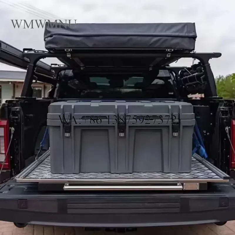 Wmwmnu for Ranger Single Drawer Rear Bed Tray Aluminum Alloy Tough Off-road Style Perfect Original Car Fit Practical Storage