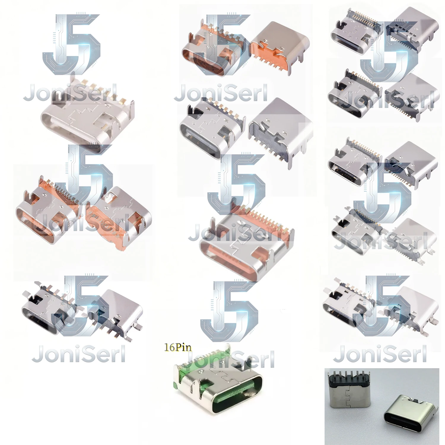 10Pcs PCB USB Connector Type-C 3.1 Female 2/4/6/16 Pin Female Jack Fast Charging Socket