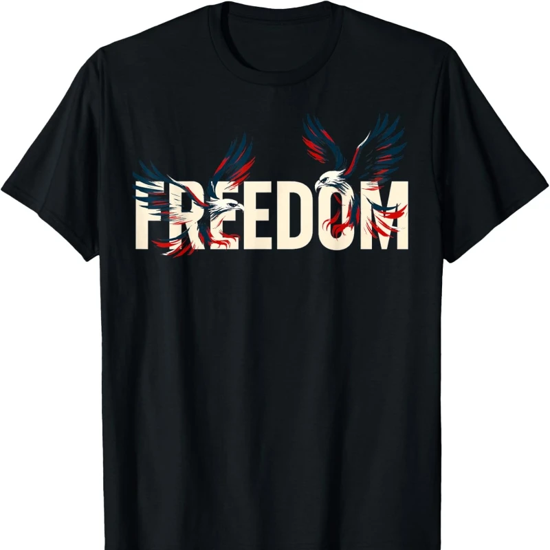 

Свобода Орел на 250-й День независимости США Хлопковая футболка унисекс с круглым вырезом и короткими рукавами Топ на все сезоны Повседневная мягкая удобная