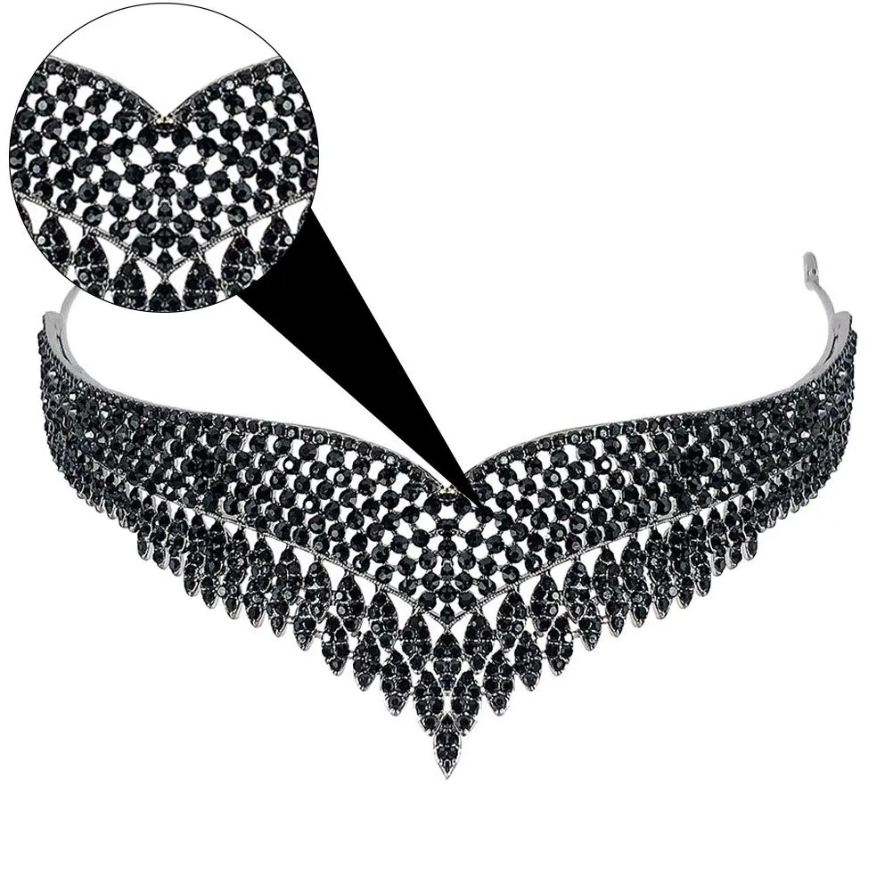 

1Pcs Vintage Bride Crown Retro Black Wedding Headdress for Women Party Cosplay Dance Ball Stage Performance Bridal