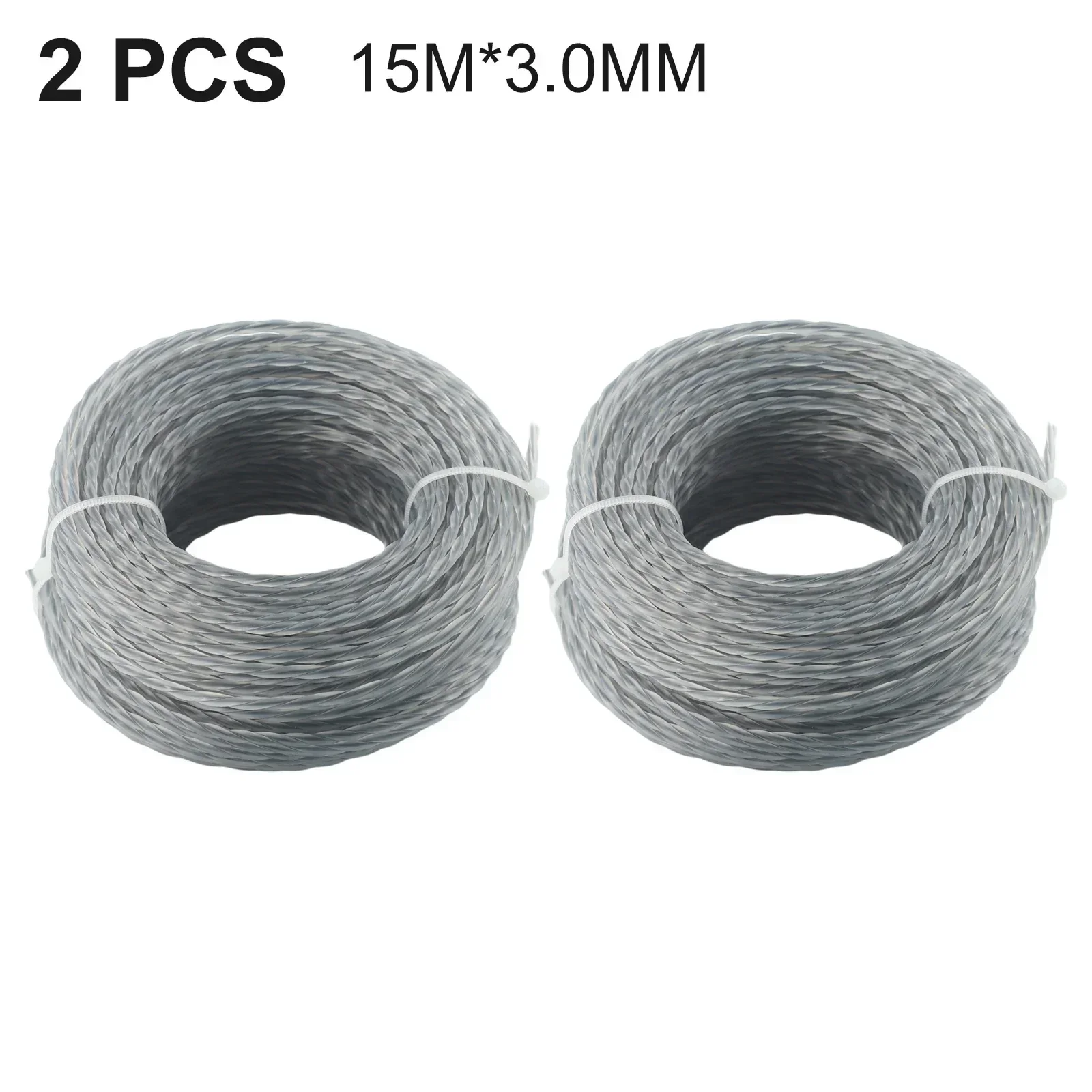 2 Rolls 15M 2/2.4/2.7/3MM Nylon Grass Trimmer Line Brush Cutter Strimmer Rope Lawn Mower Cord Long Grass Line Spool