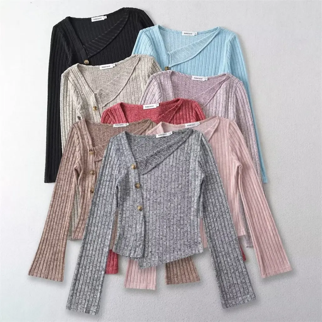 

YPFF женский облегающий топ с лацканами в стиле ретро, однотонная однотонная рубашка нестандартного дизайна, простая универсальная нижняя рубашка для модных горячих девушек