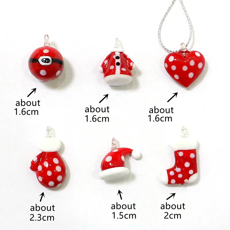 6pcs Tiny Xmas Glass Pendant Cute Christmas Tree Santa Socks Snowman Gloves Owl Heart Hat Penguin Gift Package Slipper Ornaments