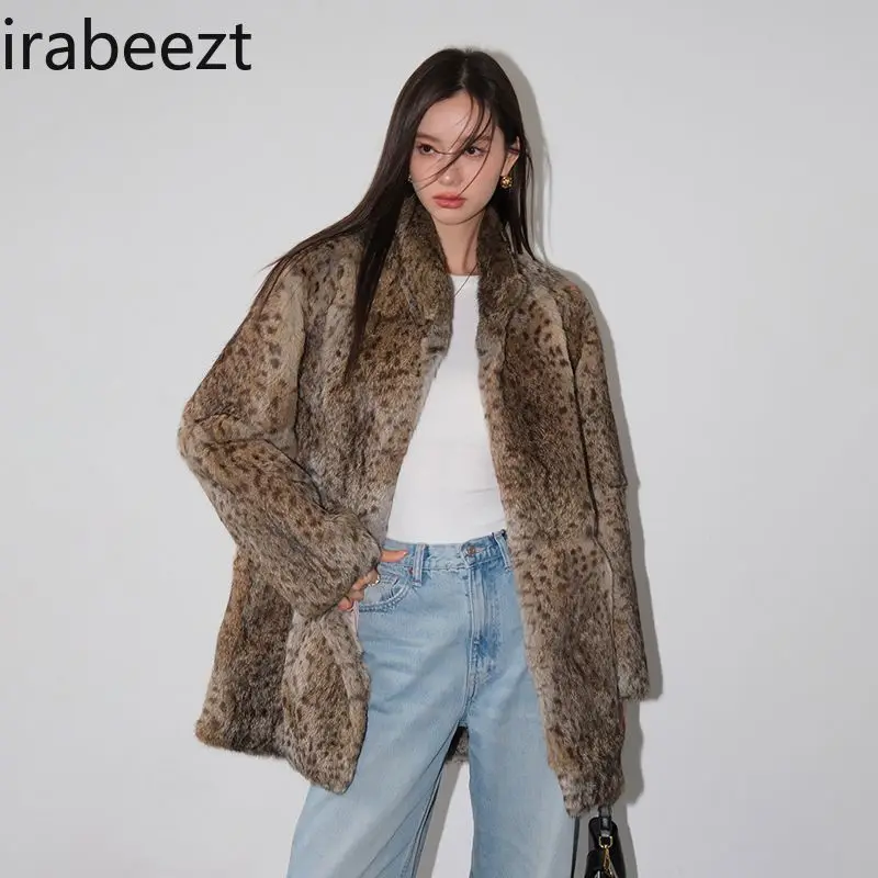 Stand Collar Classic Leopard Fur Top for Women Mainland China Chaquetas De Invierno Para Mujer Thick Coat Women Winter Jacket