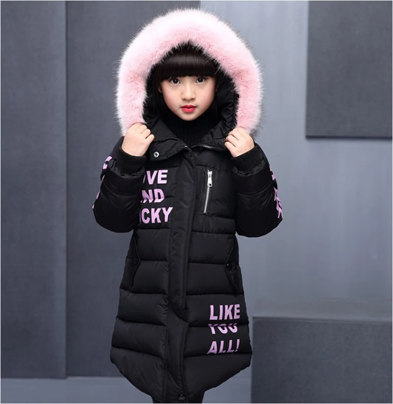 2 6 8 12 Years Fashion Children Jackets For Teenage Girls Winter Warm Parkas Coats For Girl Fur Hooded Thick Outerwear Clothing