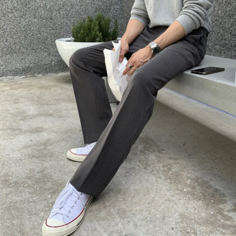 [BOMP] Spring Autumn New Small Western Men's Loose Casual Pants Korean Edition Trendy Slim Fit Versatile Straight