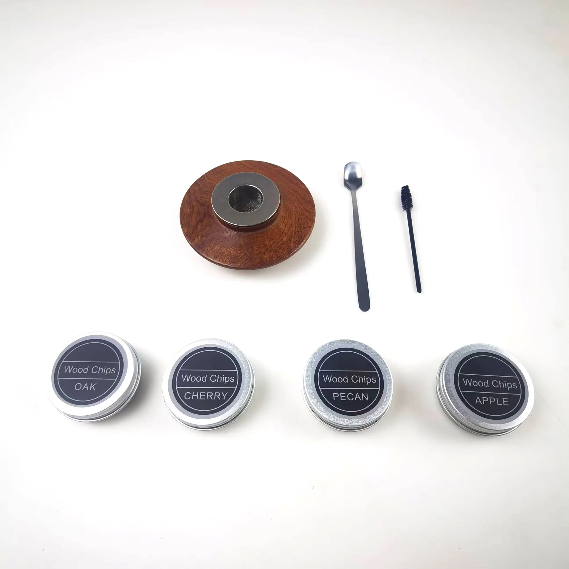 Glas-Räucher-Set für Whiskey & Cocktails 4-teilig Frucht-Sägemehl-Chips Inklusive Barkeeper-Zubehör Geschenk für Männer – Detail 5