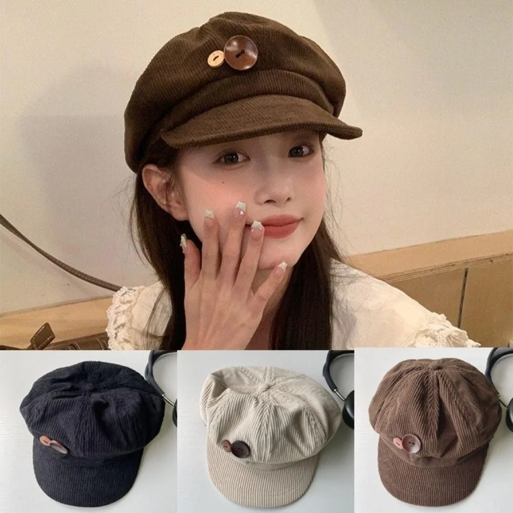 

Retro Y2k Double Button Berets Hat Harajuku Japanese Painter Hat Keep Warm Windproof Octagonal Hat Female