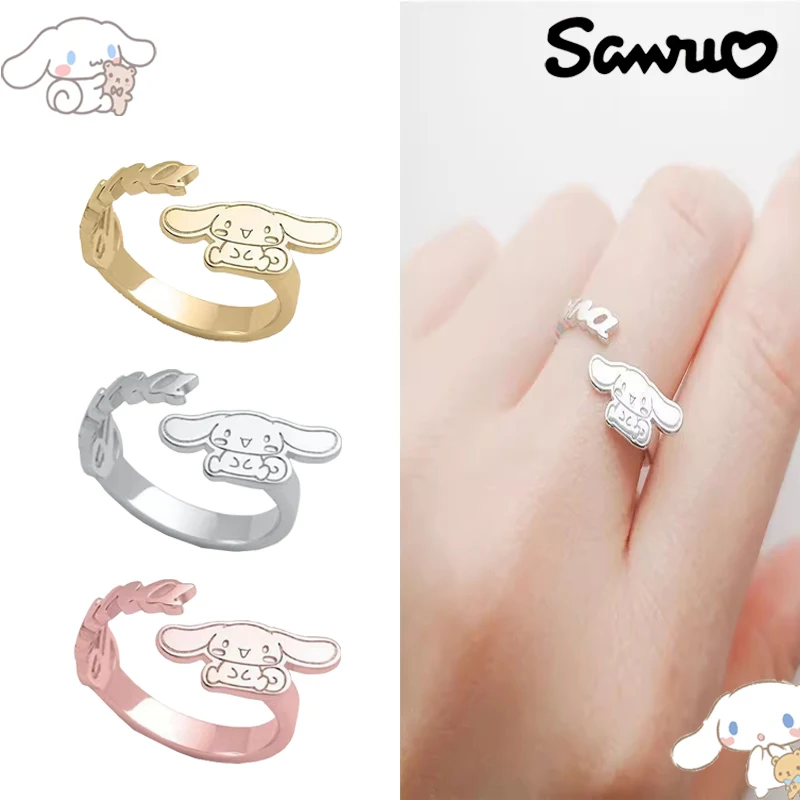 

Fashion Trend Sanrio Kawai Ring Cinnamoroll Anime Character Serie Couple Silver Ring Fashion Adjustable Birthday Gift for Friend