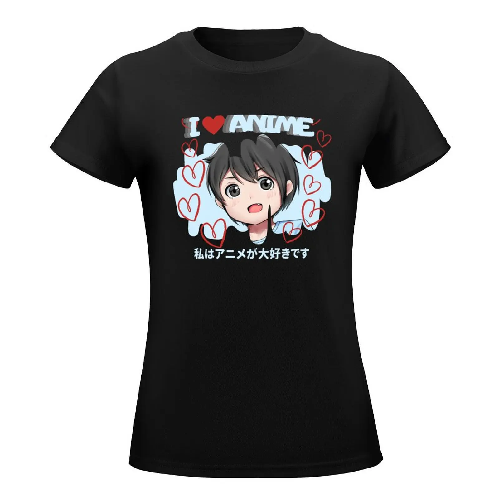 I love anime, animelover, anime boy. T-Shirt vintage clothes graphics Blouse korean Women's clothes