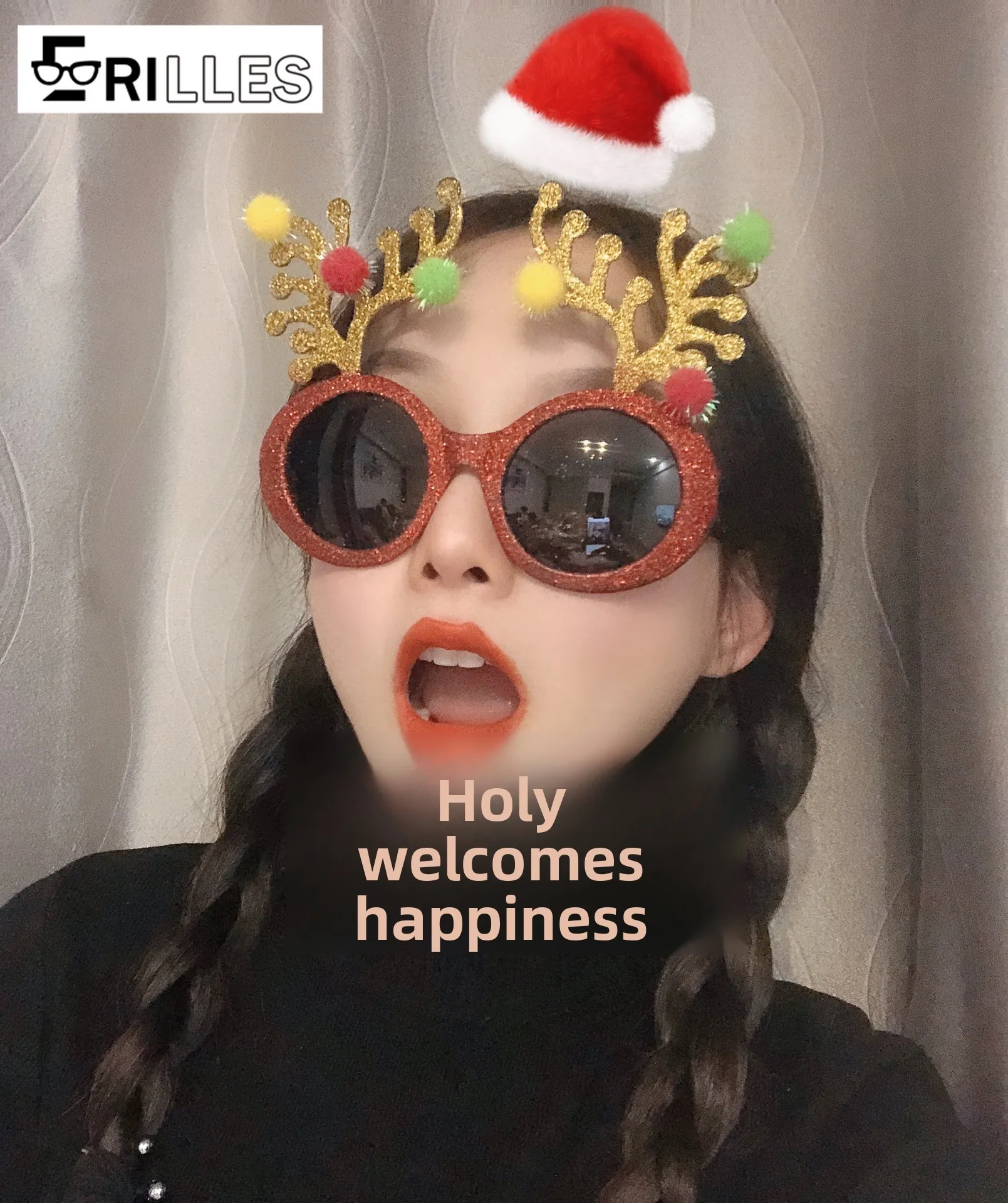 

Christmas Glasses with Flashing Lights, Novelty Light Up Eyewear for Xmas Party, Instagrammable Decoration