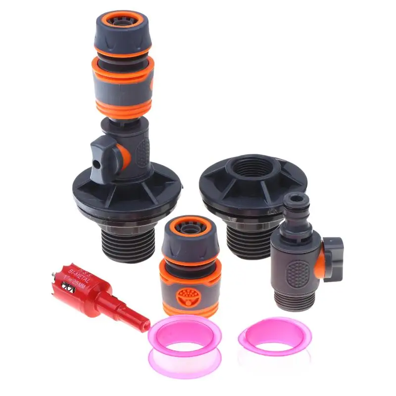 ~3/4 Inch PVC Water Tank Straight Valve Nipple Quick Stop Connector Rubber Coated Adapter Matching Pink Tape Plumbing