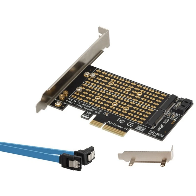 Top-M.2 NVME /SATA To Pcie 4.0 X4 Adapter, Support M-KEY, B-KEY, Solid State Drive Expansion Card