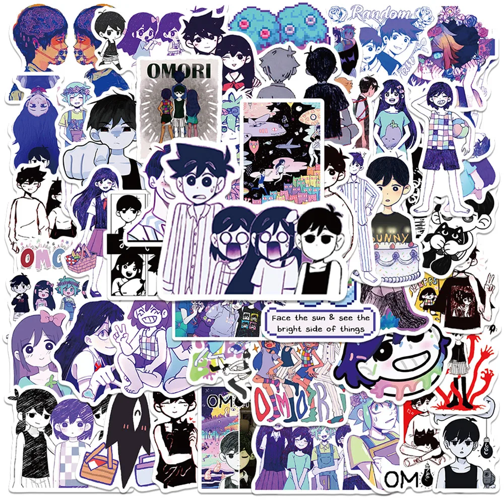 50pcs Cartoon Horror Game Omori Stickers Water Bottle Stickers Laptop Luggage Notebook Bicycle Car Waterproof Vinyl Decals