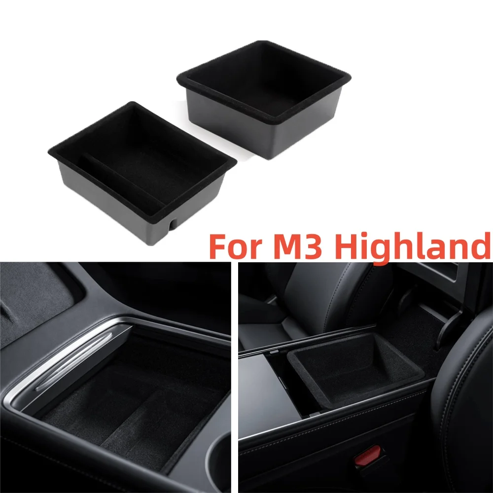 

2PCS Tesla Model 3 Highland Center Console Organizer Tray Armrest Storage Box Hidden Drawer - Fit 2023-2024+ Model 3 Highland