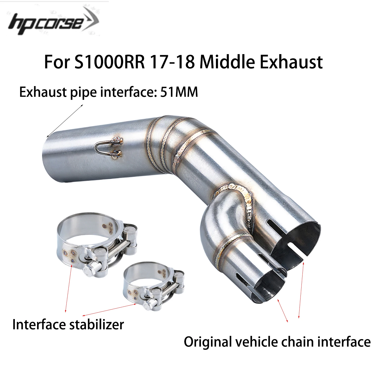 Slip On For BMW S1000RR S1000R 2017 2018 Motorcycle Exhaust Middle Link Pipe Escape Modify Muffler Stainless Steel