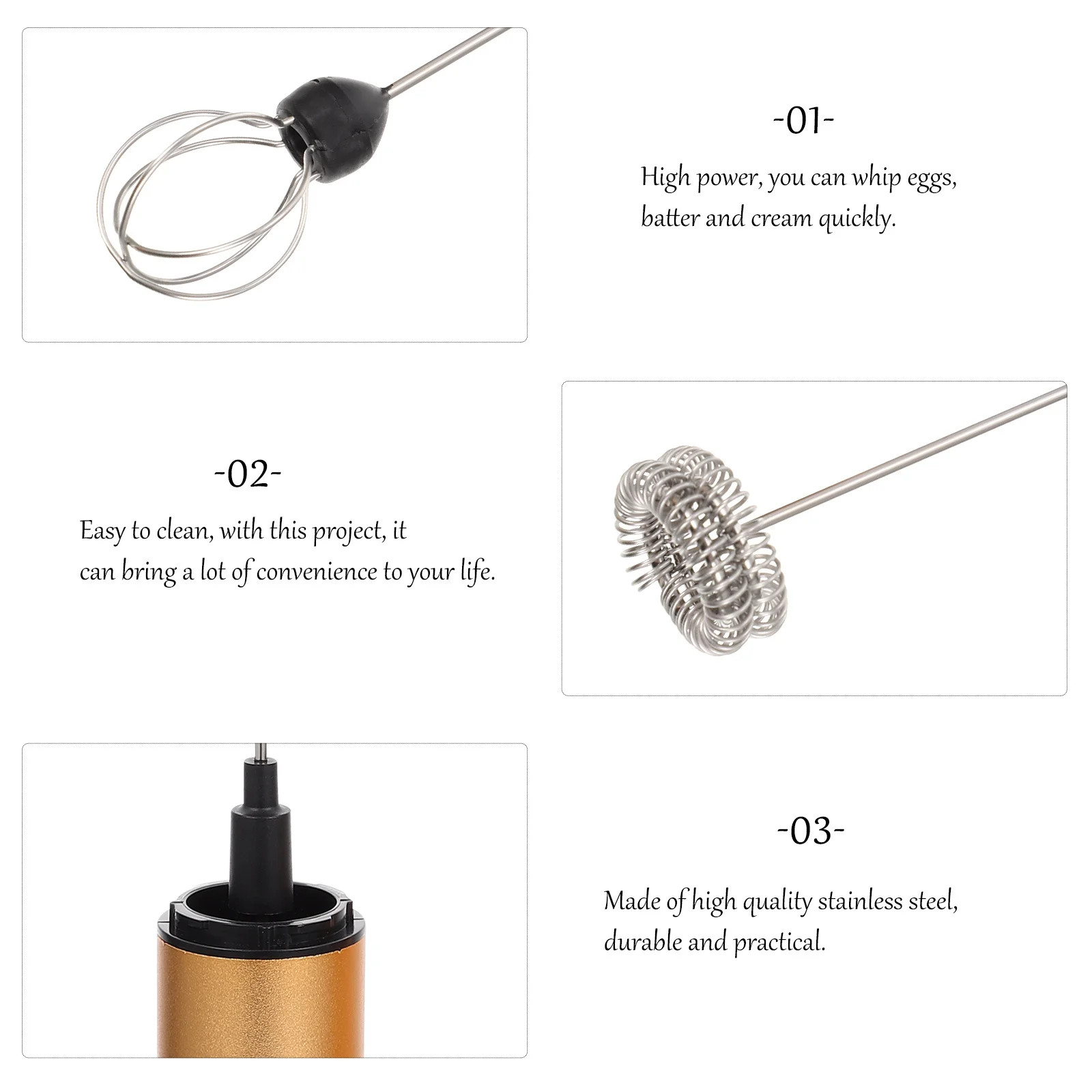 

1Set Stainless Steel Electric Milk Frother Handheld Electric Whisk Portable Coffee Mixer Kitchen Froamer USB Charging