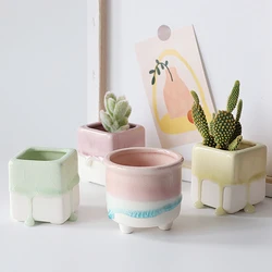 Nordic szkliwione ceramiczne doniczka kreatywny Mini roślin mięso doniczka Macetas De Ceramica dekoracji domu Fleur dekoracja balkonowa