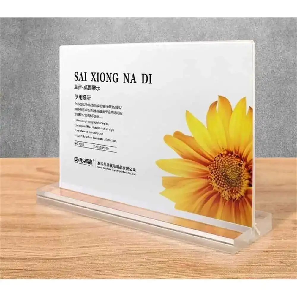2pcs Acrylic Sign Holder A4 Clear Price Tag Table Sign Holder Restaurants Menu Display Stand Ad Poster Frame