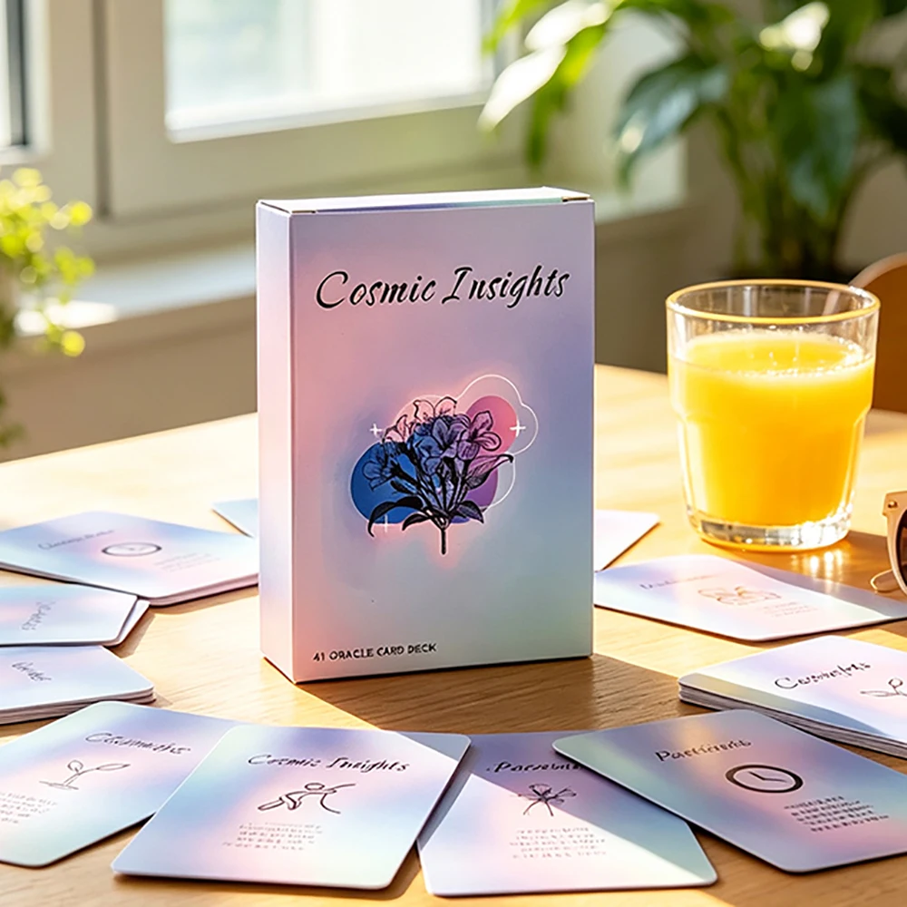 Cartes Oracle Cosmic Insights, 41 cartes, art dégradé onirique, version anglaise, cartes oracle de divination, jeux de société pour la méditation quotidienne
