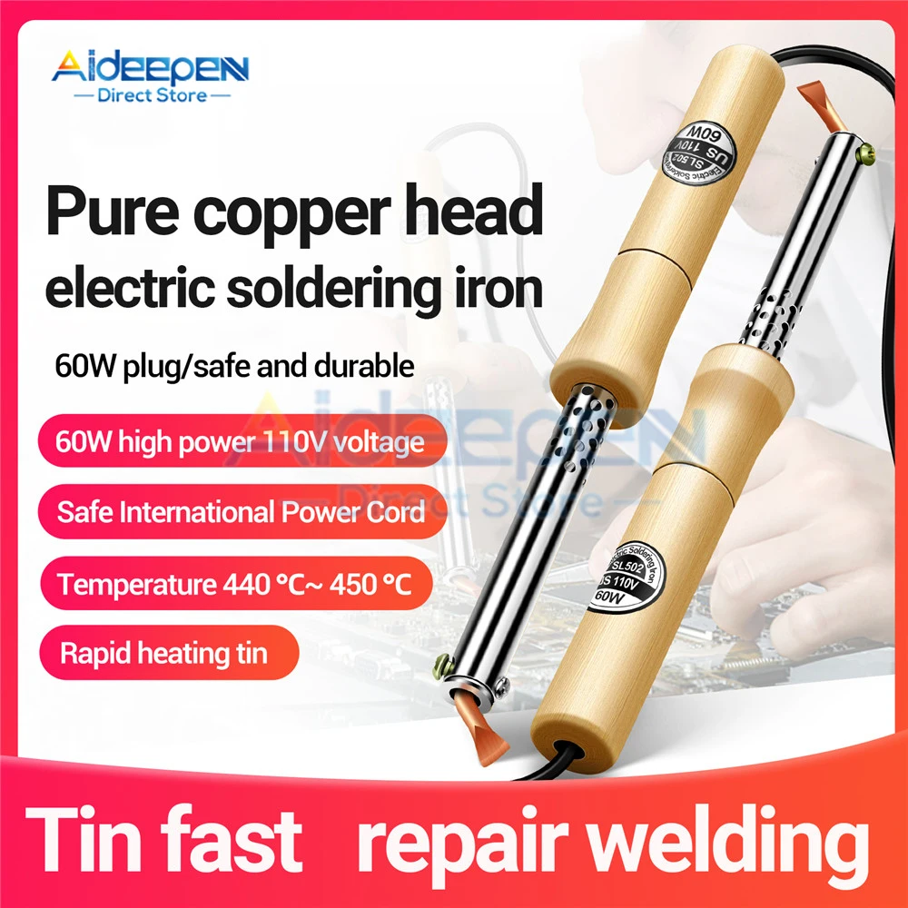 Soldering Iron Non Adjustable Temperature Electric Solder Iron Rework Station Mini Handle Heat Pencil Welding Repair Tools 60W