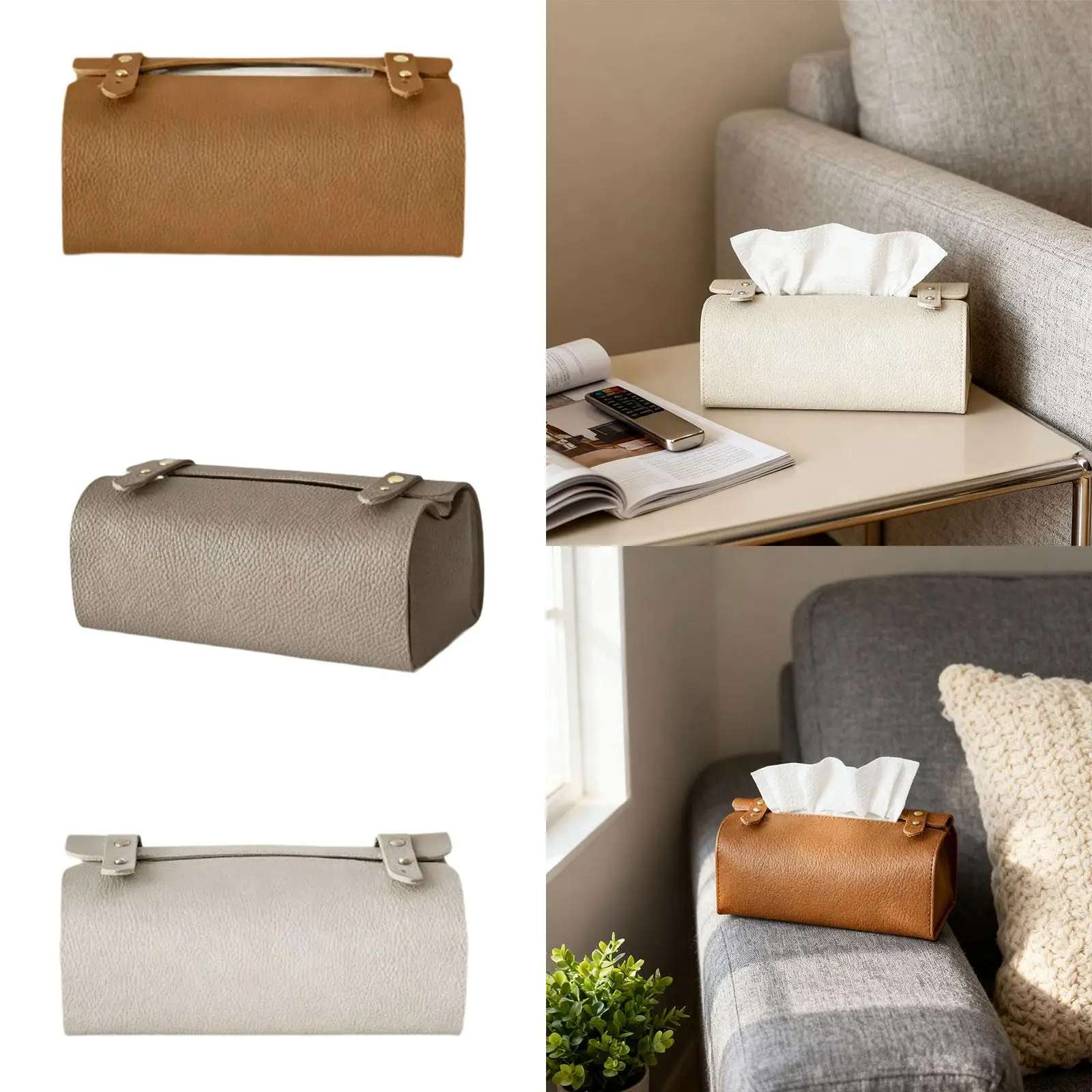 Tissue Box Cover Facial Paper Holder Napkin Organizer Napkin Dispenser PU Leather Tissue Holder for Hotel Bathroom Bedside