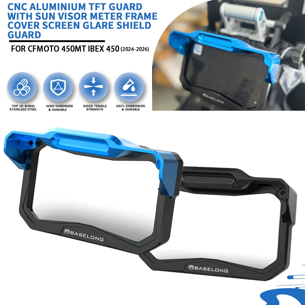 

Для CFMOTO 450 MT 450MT Ibex 450 2024-2026 2025 мотоциклетная TFT-защита с солнцезащитным козырьком, рамка, крышка экрана, защита от бликов