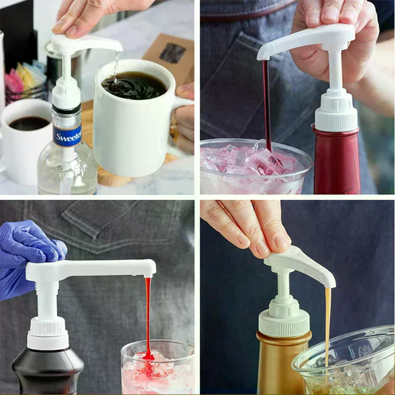 /PFU/Syrup Pumps Dispenser Replacement Sauce Pressure Nozzle Bottle Pump Containers for Coffee Kitchen Seasoning Liquid 1PC