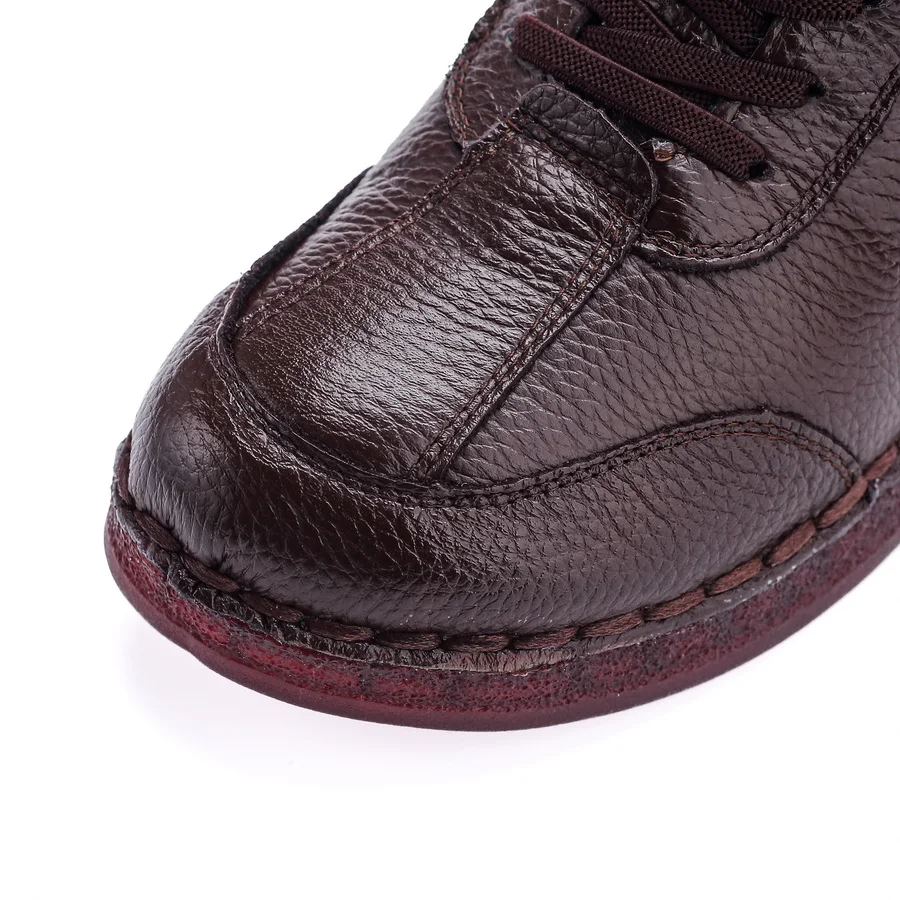 New laced up flat ankle boots for women authentic leather shoes woman soft waterproof oxfords flats snow shoes luxury plush boot