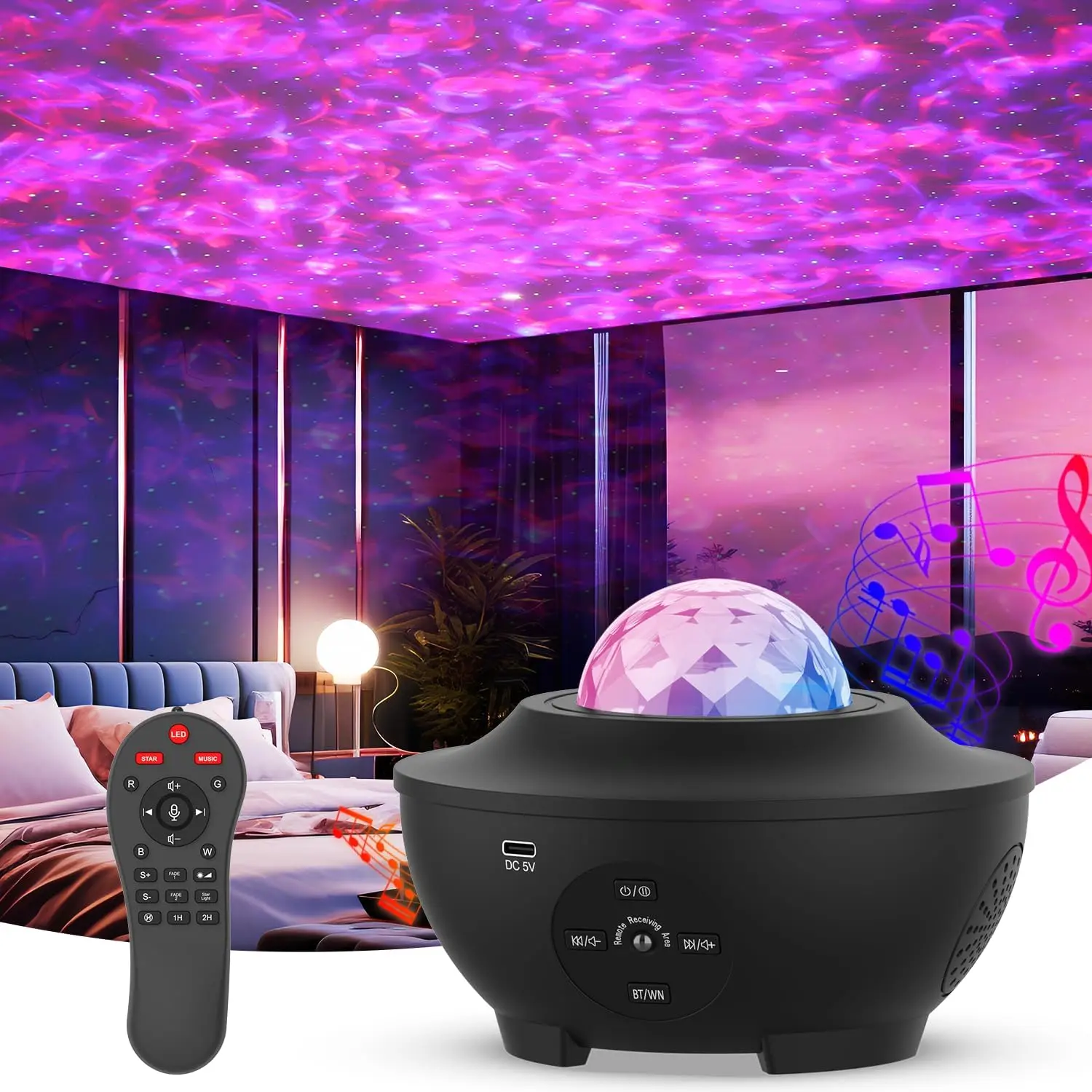 

Dream Aurora Star Projector Night Light Mini LED Projection Lamp Star Night USB Bluetooth Music Player Romantic Projector Gifts