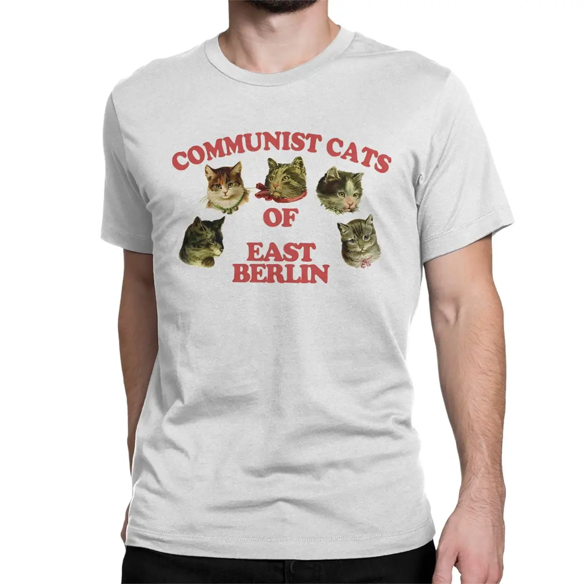 Communist Cats Of East Berlin Cat Lover Gift T-Shirts for Men Women Crew Neck Cotton T Shirt Short Sleeve Tees Printing Tops