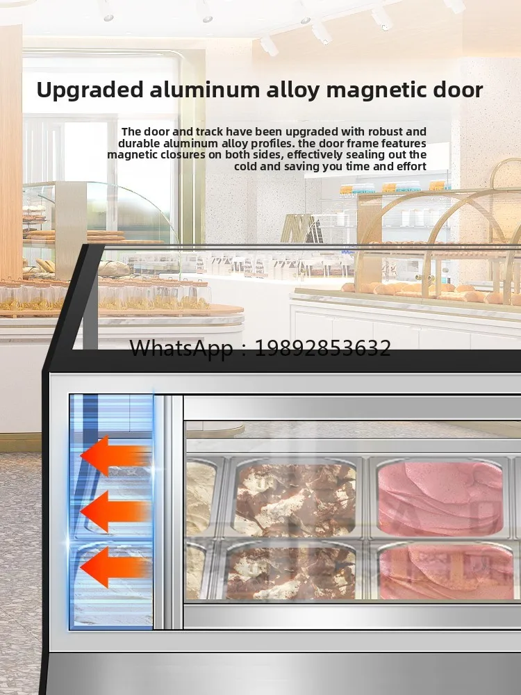 ZZ Display Cabinet Commercial Air-Cooled Freezer Handmade Ice Cream Cabinet Popsicle Thick Cut Yogurt Low-Temperature Freezer