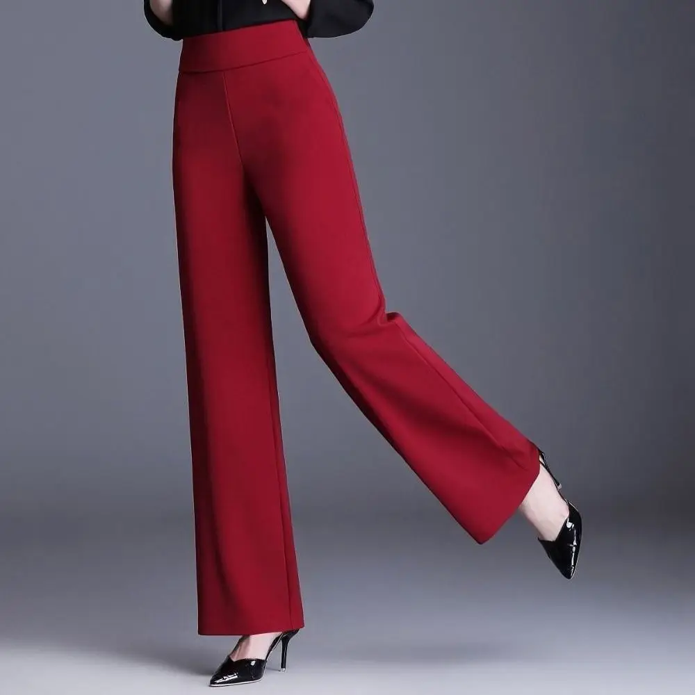 Bureau dame toutes saisons nouveau tout-match femme pantalon à jambes larges surdimensionné 6XL taille haute élastique solide mode coréenne pantalon droit