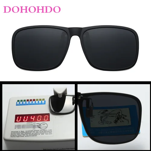 DOHOHDO-gafas de sol polarizadas con Clip, lentes de sol abatibles, rectangulares, para conducir, espejo, visión nocturna, pesca