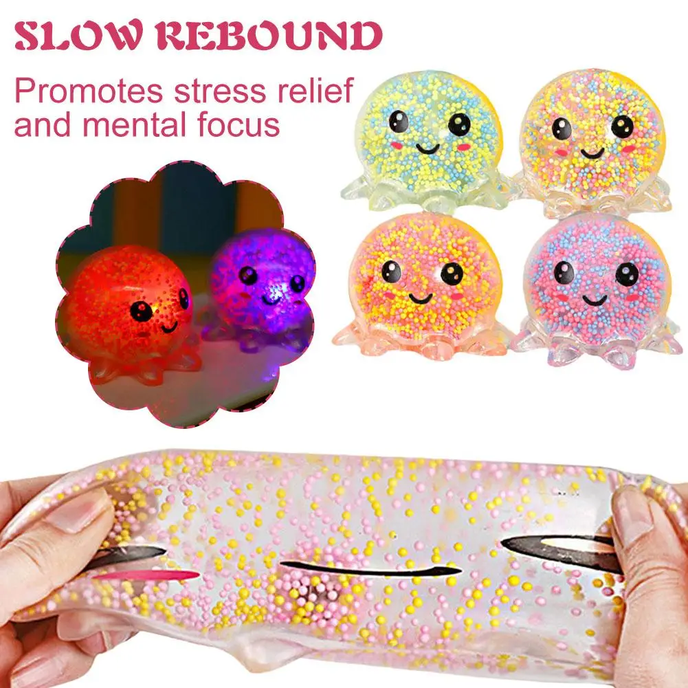 

Cute Octopus Fidget Toy With Led Glowing Animal Sensory Colorful Stress Toys Ball Decompression Squeeze Soft Relief Vent N0j8