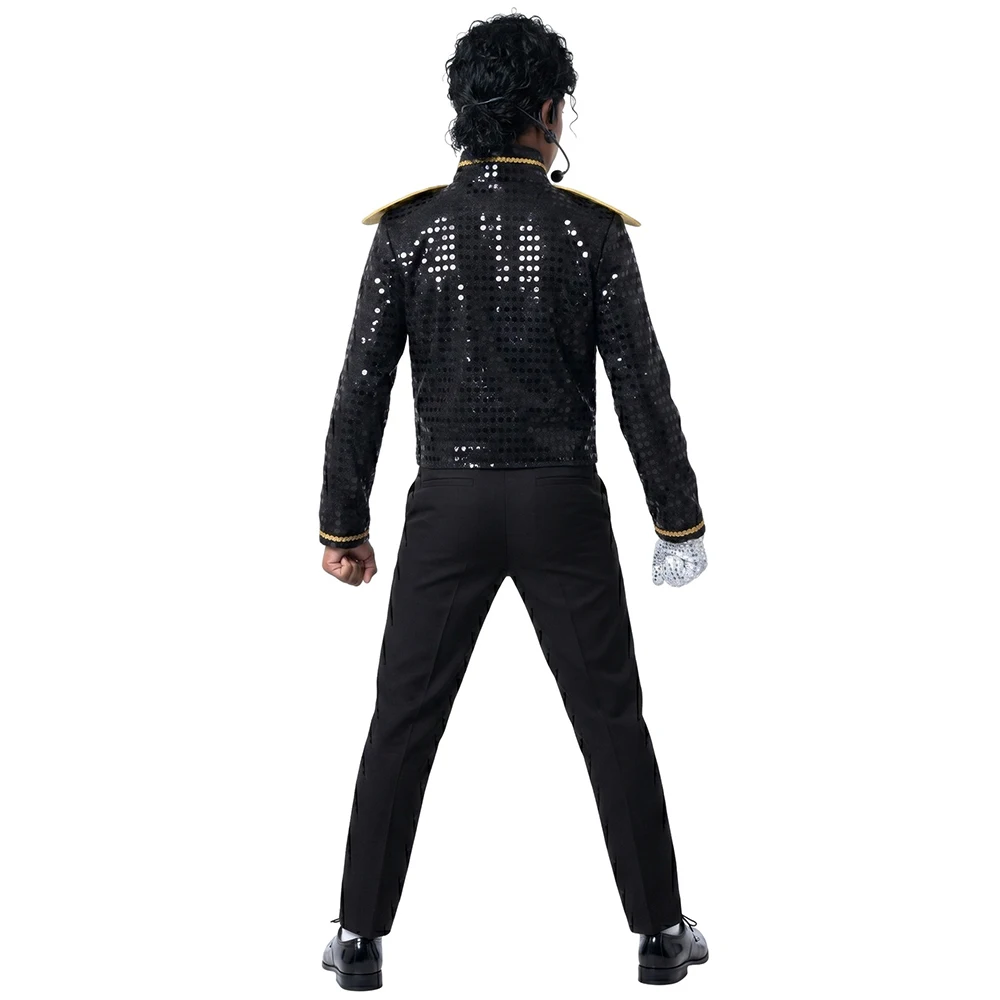 Kids Black Sequin MJ Jacket Gloves Michael Jackson Cosplay Costume Coat Hallowe… - Image 3