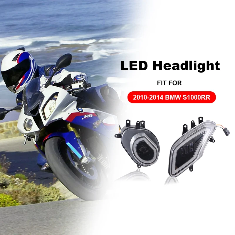 LED Headlight with Halo Angel Eye for B-MW S1000RR 2010-2014