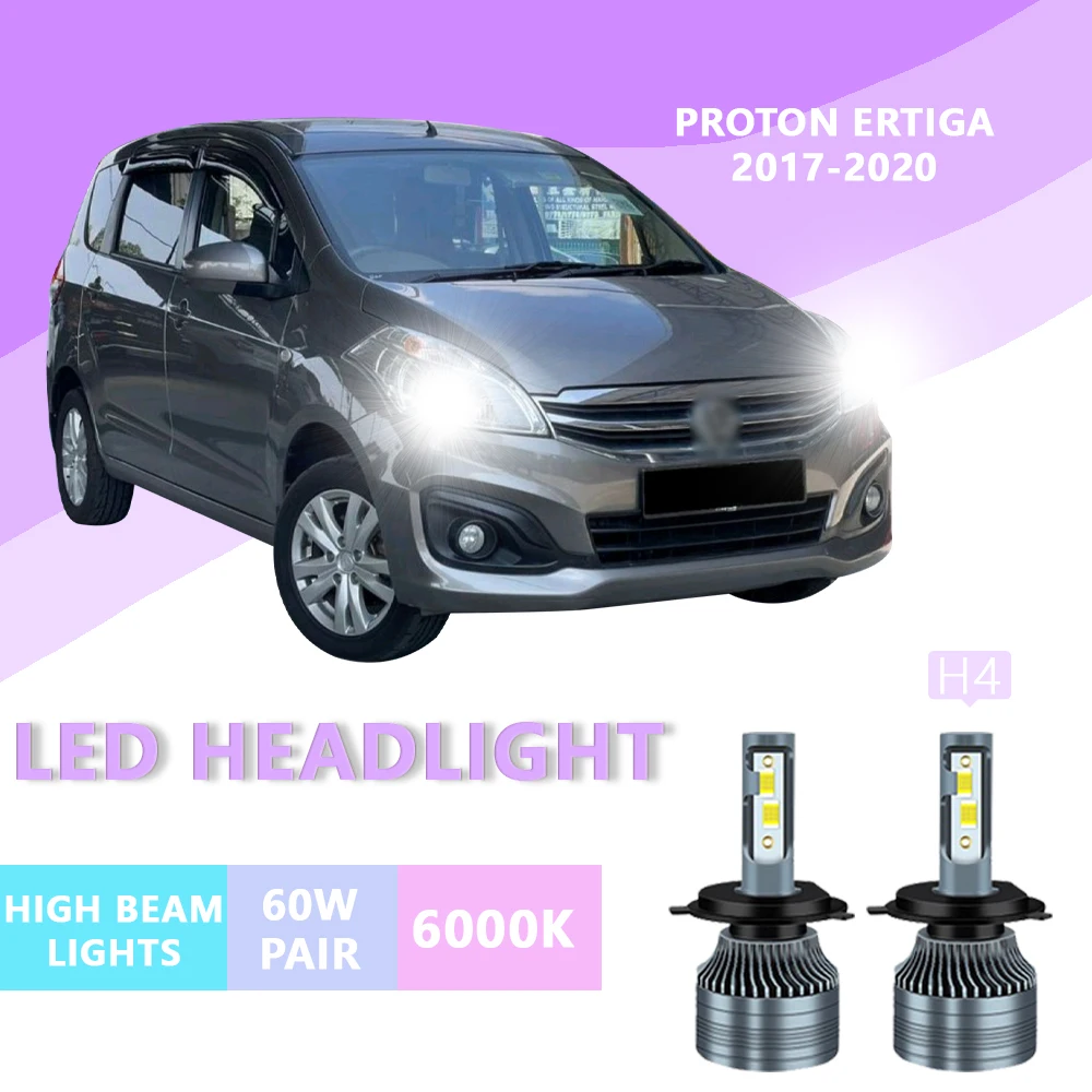 

2PCS FOR proton Ertiga 2017-2020 6000k H4 Super Bright Hi/Lo Beam Headlamp Lampu LED Headlight Bulb White Light